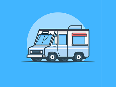 Sugar Shack automobile blue car flat food ice cream illustration simple small truck vector vehicle
