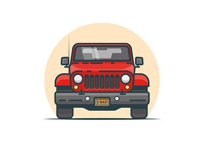 Wrangler 4x4 automobile car flat illustration jeep off road red simple truck vector vehicle