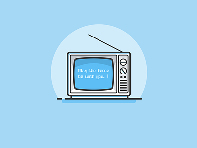 Television blue electronics flat illustration simple start wars television vector vintage watching