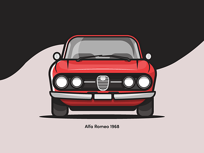 Alfa Romeo 1968 alfa romeo automobile car flat illustration red retro simple small vector vehicle vintage