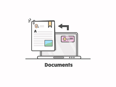 DocSync Illustration app computer cv docs documents laptop man papers resume sync