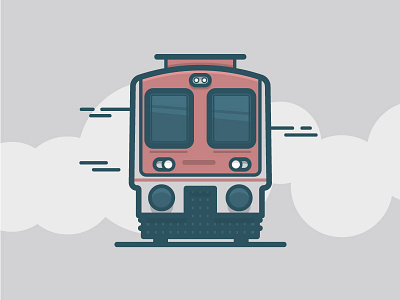 Train automobile flat illustration indian railways red simple small train tram vector vehicle