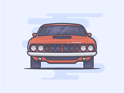 1971 Plymouth Cuda 70s automobile car flat illustration plymouth shine simple small vector vehicle vintage