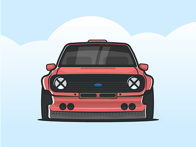 Ford Escort automobile escort flat ford illustration red shine simple small sports car vector vehicle