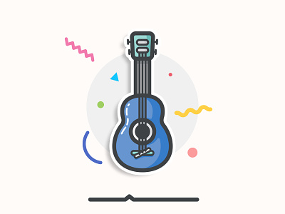 Guitar Sticker banjo blue flat guitar icon instrumental minimal musical playoff shapes sticker vector