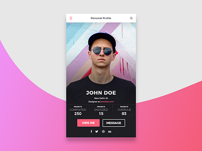 Profile Card android app card dailyui designer freelancer invite iphone minimal profile ui