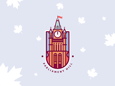 Ottawa - Peace Tower badge canada flag leaf line art ottawa parliament hill playoff stickermule toronto tower