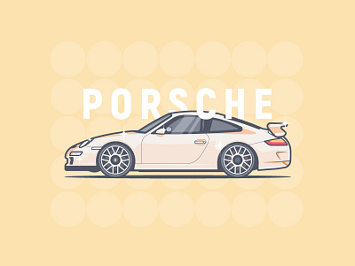 Porsche 911 auto car carrera flat illustration porsche small sport stroke vector