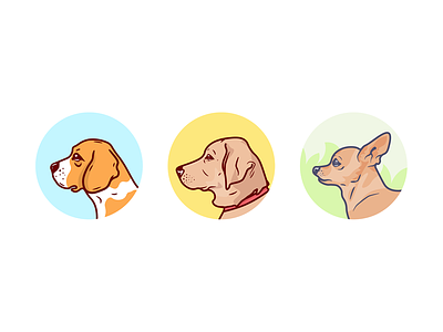Doggo Avatars avatar beagle chihuahua cute doggo dogs friends icons labrador line art puppy side