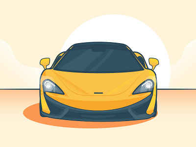 McLaren 750s car fast flat illustration mclaren muscle small sport stroke vector yellow