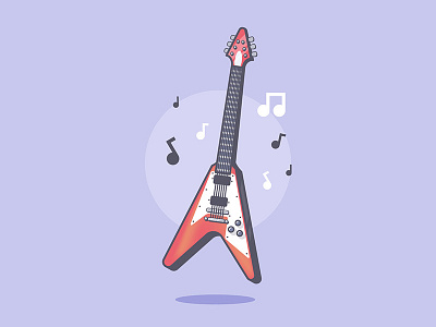 Rock Guitar fun guitar illustration instrument minimal music notes shiny vector