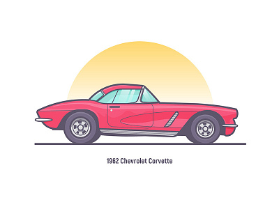 Chevrolet Corvette 1962 auto car chevrolet corvette flat illustration small sport stroke vector