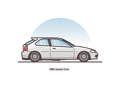 Honda Civic 1996 1996 auto car civic flat honda illustration small sport stroke vector