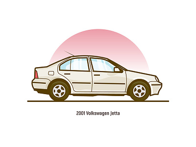 Volkswagen Jetta 2001 auto car flat illustration jetta small sport stroke vector volkswagen
