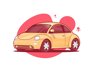 Beetle! auto beetle car fast flat illustration small sport stroke vector volkswagen