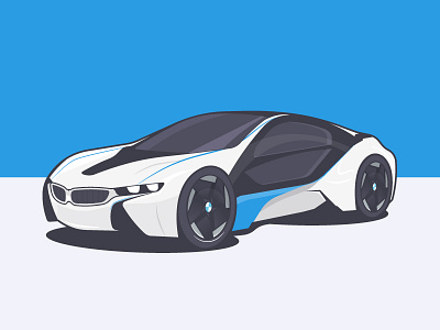BMW auto blue bmw car fast flat illustration sport stroke vector vision