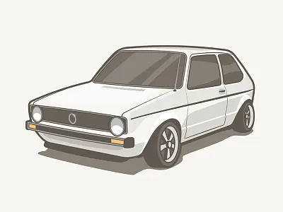 Mk1 auto car fast flat illustration mk1 small sport stroke vector volkswagen