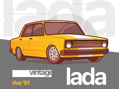 Lada Riva '91 auto car design icon illustration lada lineart logo minimal stroke vector vintage yellow