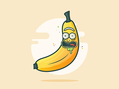 BANANA Rick!! banana design drool funny illustration logo morty netflix pickle rick rick and morty sun vector yellow