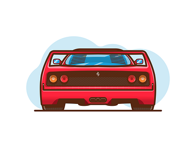 Ferrari F40 bumper design f40 fast ferrari flat illustration minimal rear red speed supercar