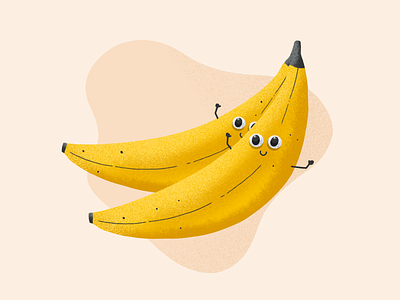 Bananas! banana brush cute fruit funny gritty happy face ipad procreate texture yellow