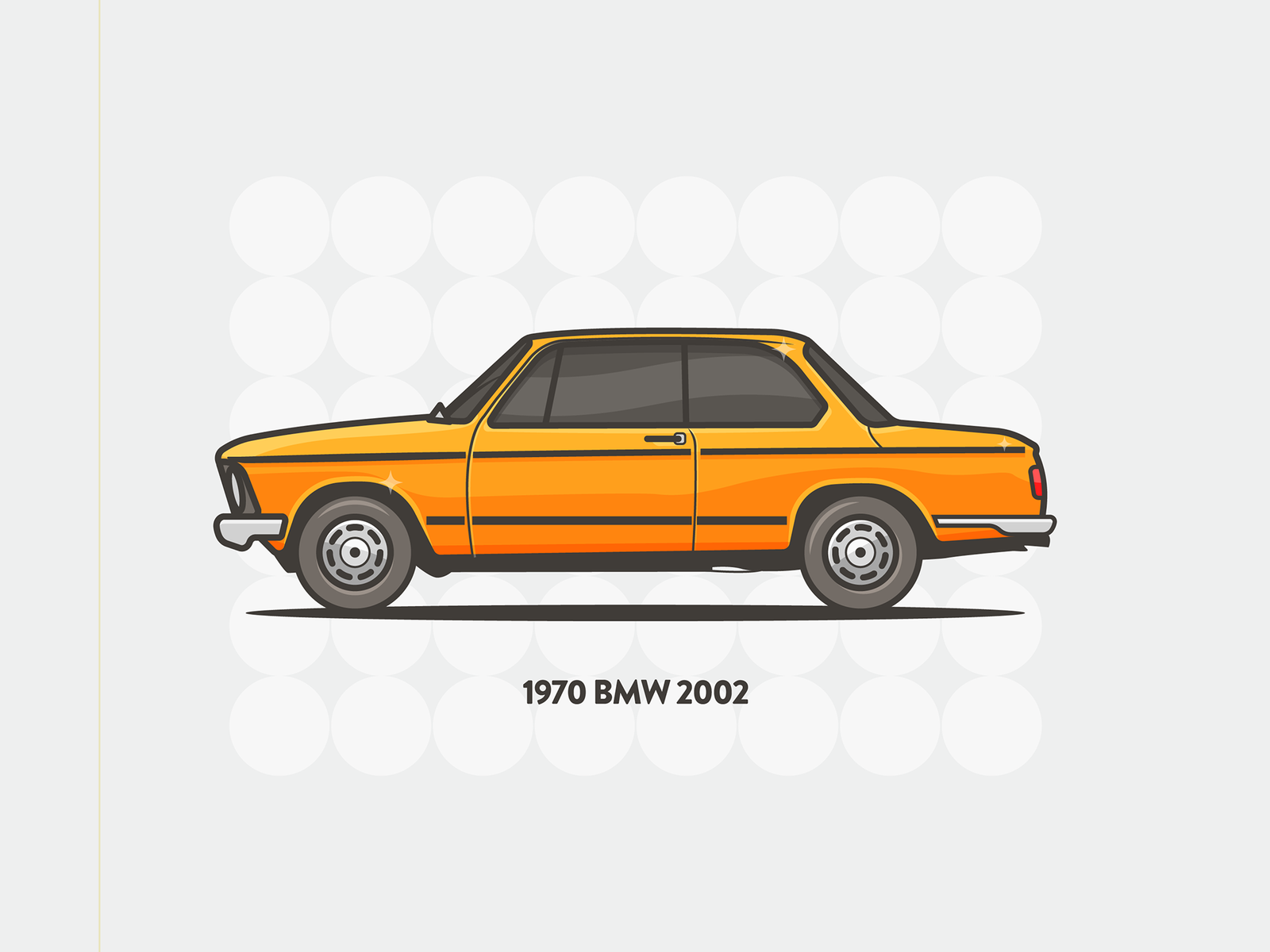 BMW 1970 70s auto bmw car design illustration lights minimal orange side vehicle vintage