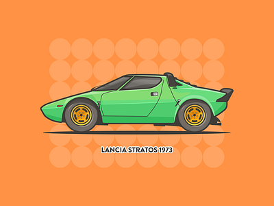 Lancia Strotas! 70s car daily art green hf illustration lancia minimal orange stroke strotas vector