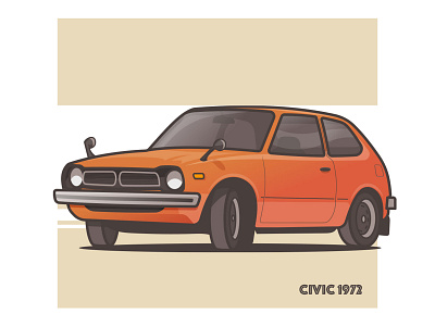 Civic '72 70s car civic daily art honda illustration illustrator minimal speed stroke vintage