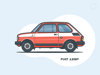 Fiat 126P car cool daily art design fiat illustration minimal poland polish popular red retro side small stroke tires vehicle vintage