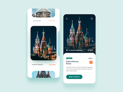 Church Exploration UI android app card church design explore flat green icon ios minimal prayers ui ui ux ux