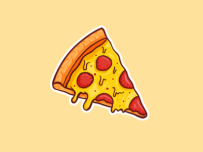 Cheezy Pizza 🍕 cheese delicious doodle dripping fresh hot illustration ipad pro pepperoni pizza procreate yellow