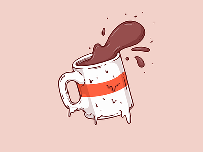 Hot Covfefe brown coffee covfefe cup dripping energy illustration ipad pro melting minimal morning mug procreate red