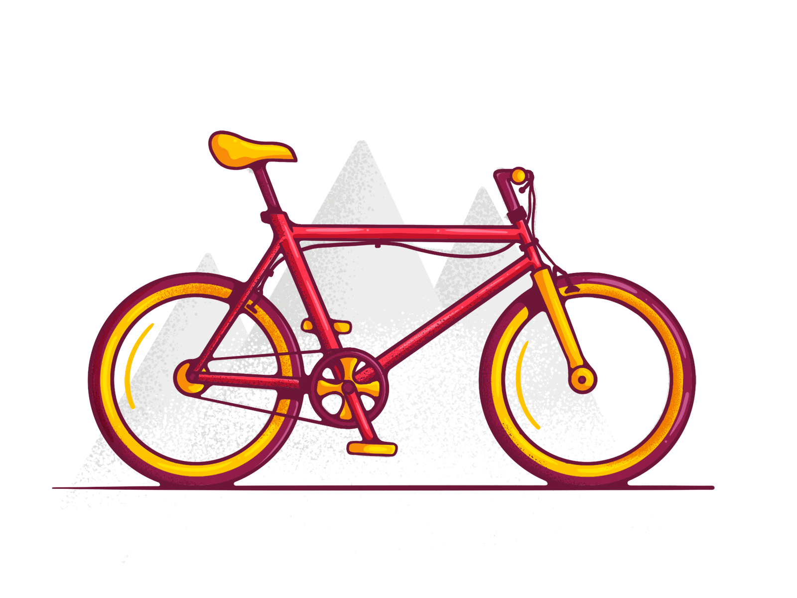 Biking! adventure bicycle bike cycle design exercise fit flat illustration healthy illustration mountains muscle off road procreate red sketch texture yellow