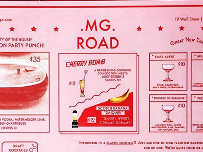 MG Road Lounge - Menu