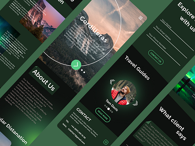 Landing Page for Travel Agency design green interaction design landing page moun mountains tourism ui ui design uiux ux web design