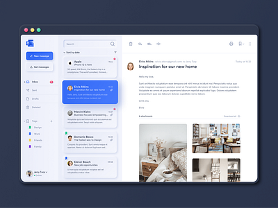 Email client app app desktop email inbox neumorphism ui webdesign