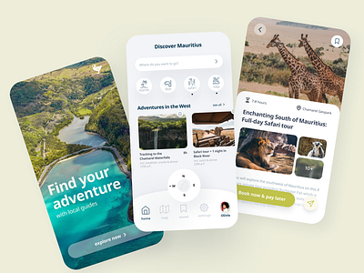 Mobile Travel App - search & book guided tours africa app navigation guide guided tours mauritius navigation simple design travel travel app travel design travel services ui ux