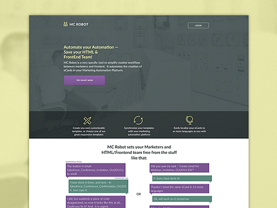 Mc Robot Landing Page concept dark design landing marketing page robot web