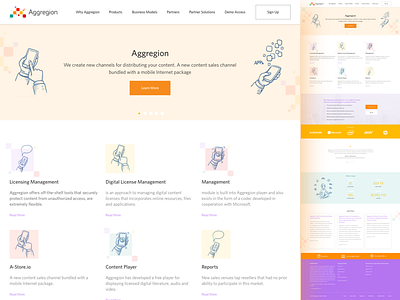 Aggregion. Web Site Proposal. Part 1 bootstrap colorful design front end grid homepage interface landing marketing page website