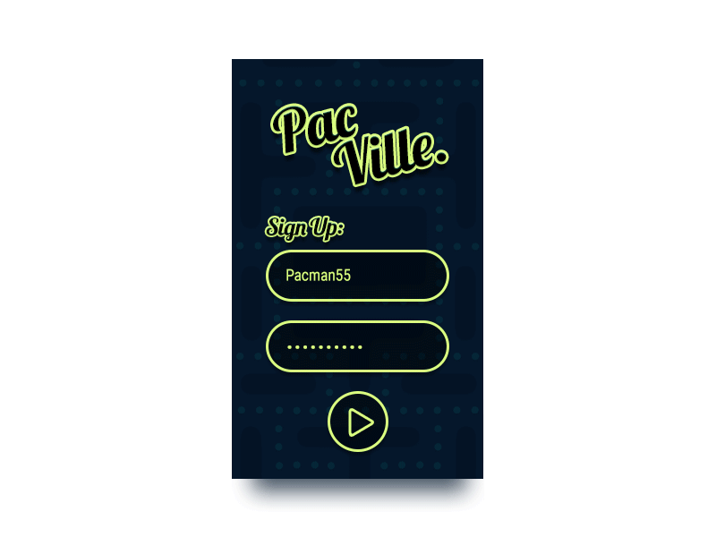 DailyUi #01 - Sign Up animation challenge dailyui form pacman ui user interface video games