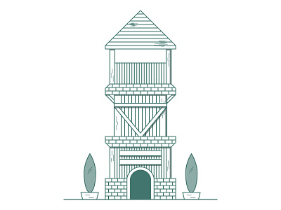 Medieval Guard Tower design icon lineart medieval scene stone tower
