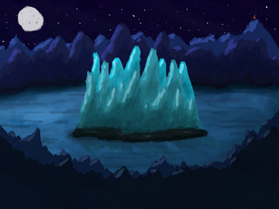 Speedpaint Experimentation island landscape moonlight mountains night paint photoshop speedpaint