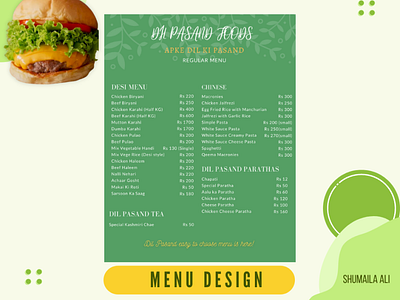 Menu Card Design adobe illustrator adobe photoshop branding brochure design food graphic design menu card menu design restaurant menu