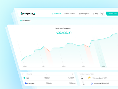 Financial tool | Fairmint blockchain chart crypto dashboard design figma investment platform saas ui ux ux design web