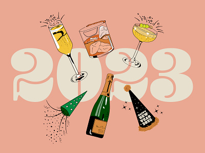 2023 2023 art cocktails community design graphic design illustration illustrator new year nye vector