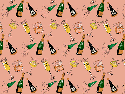 Cocktail Pattern 2023 art cheers cocktails community design graphic design illustration illustrator new year nye pattern pattern design vector