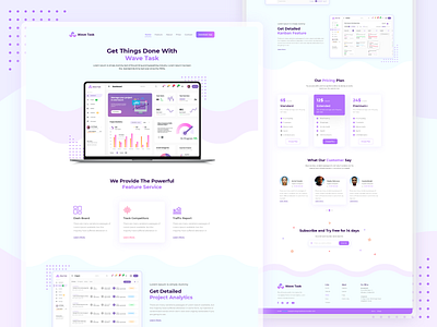 Saas Landing Page I • Wave Task app dashboard dashboard design design flat interface landing landing page landingpage product design responsive saas template ui ui ux ux web web design website wordpress