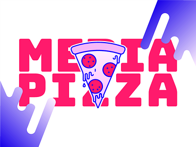 Media Pizza branding food gradient logo melt pink pizza type typography