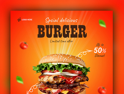 Social Media Instagram Food Banner banner design branding brochure burger design flyer graphic design illustration logo resturant social media banner