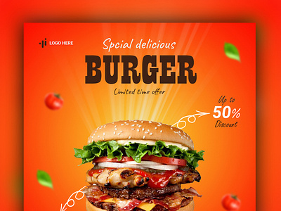 Social Media Instagram Food Banner banner design branding brochure burger design flyer graphic design illustration logo resturant social media banner